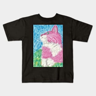 Cute pink kitty cat art Kids T-Shirt